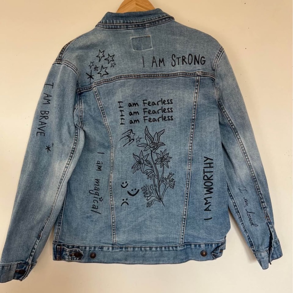 Medium Denim Jacket With Graffiti - image 2